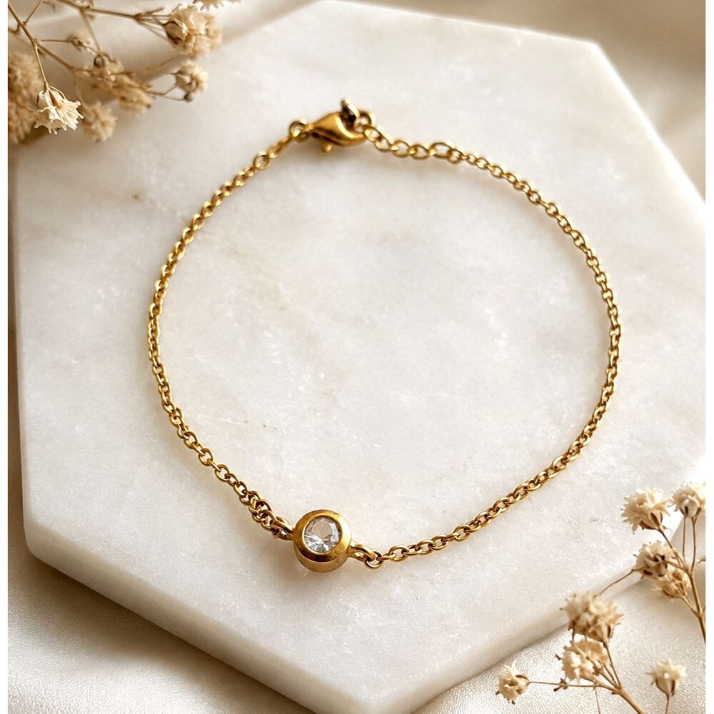 Madewell Demi-Fine 14K Gold Vermeil Sterling Silver 925 White Topaz Rose Cut
